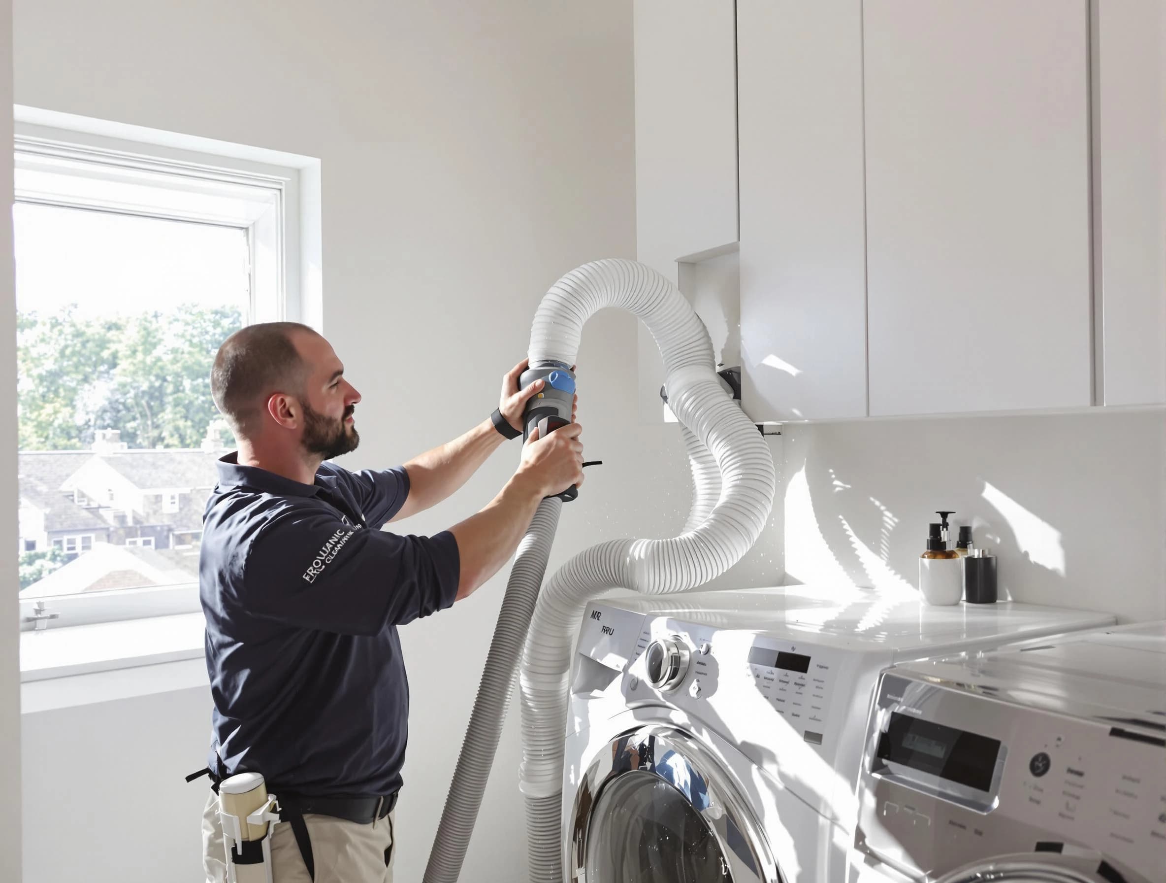 Certified Clarksville Dryer Vent Cleaning technician performing dryer vent cleaning in Clarksville