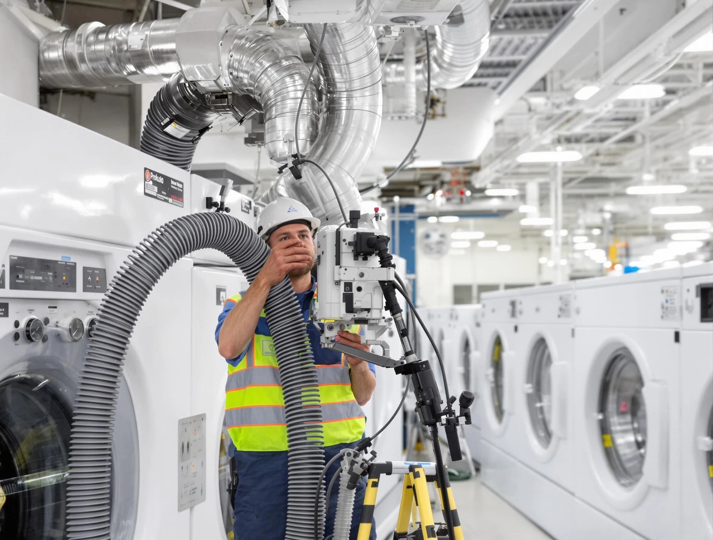 Clarksville Dryer Vent Cleaning team performing commercial-grade dryer vent cleaning at a business facility in Clarksville