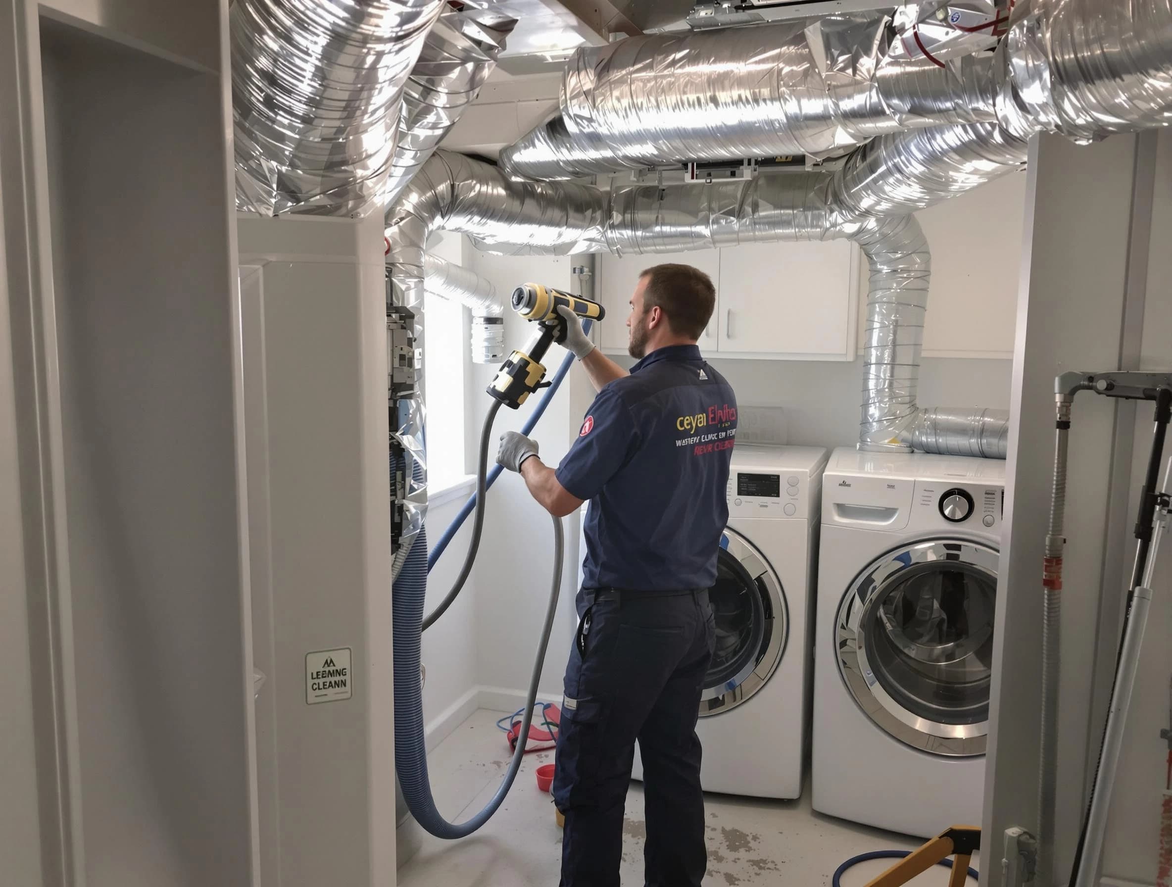 Clarksville Dryer Vent Cleaning specialist using advanced equipment for thorough duct cleaning in Clarksville
